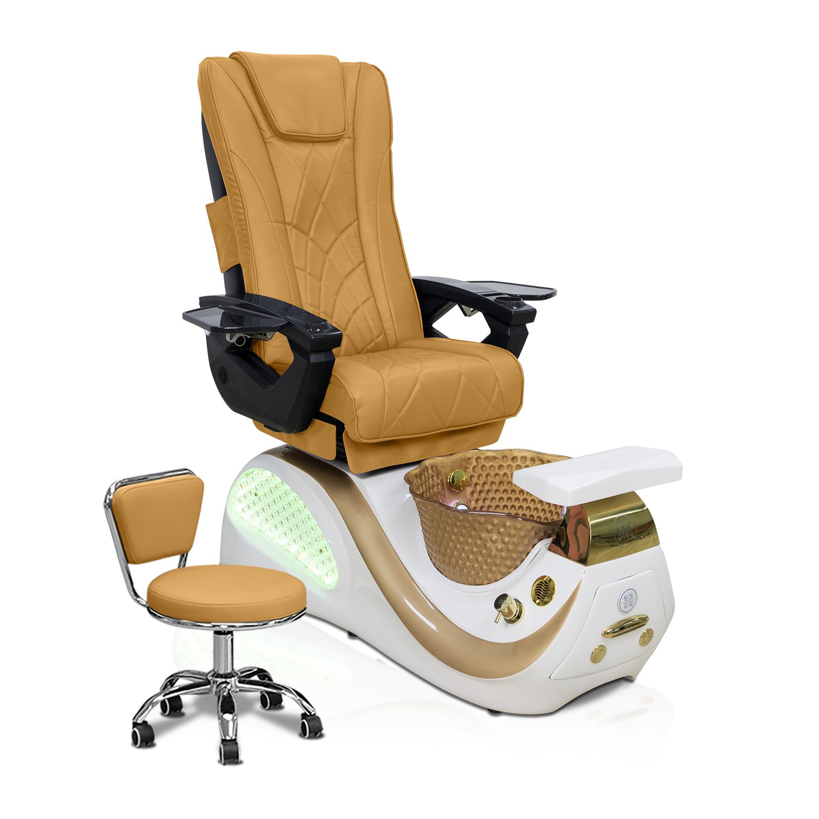 Pedicure Chair – Dolphin Model – Massage, Heat, Acetone-Resistant (Base Color: White Gold)