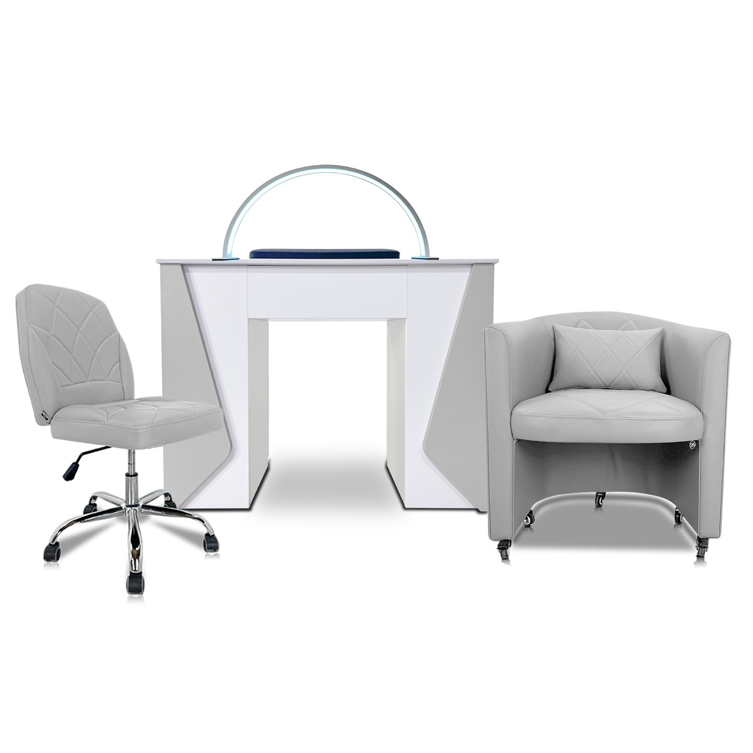 Mesmer Nail Table with A Technician & Customer Chair Set (4-Piece)