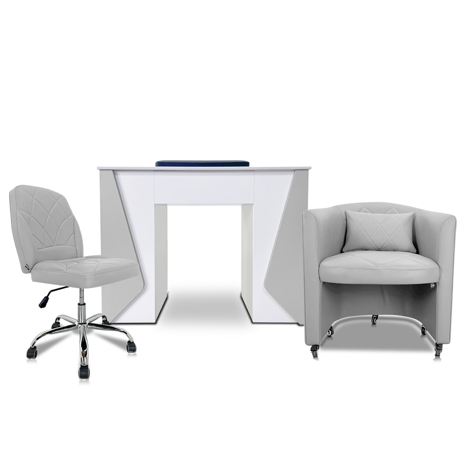 Mesmer Nail Table with A Technician & Customer Chair Set (3-Piece)