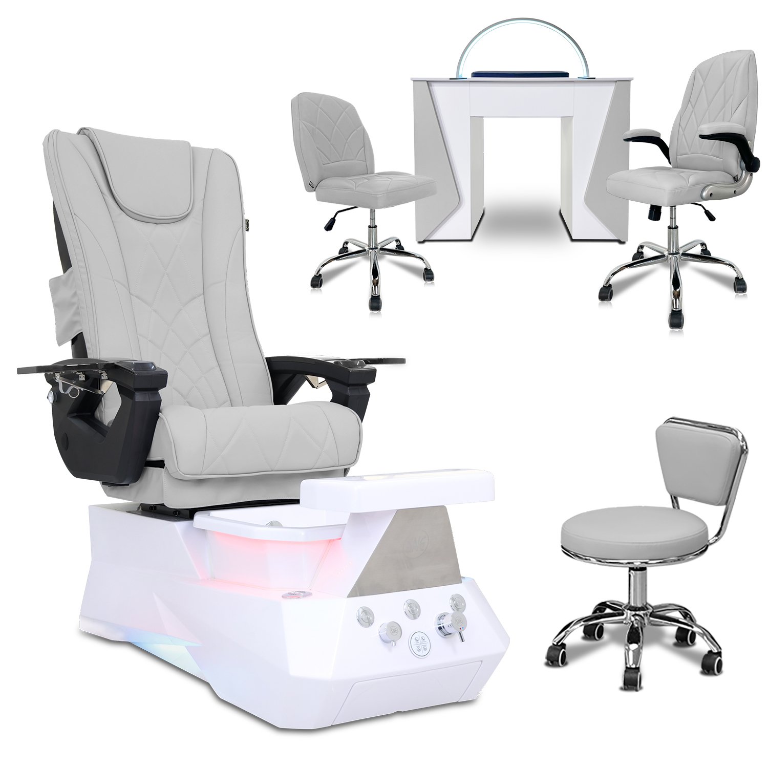 COMBO 6-PIECE SET | Ethan Pedicure Chair - Mesmer Nail Table, Venus Technician & Customer Chair