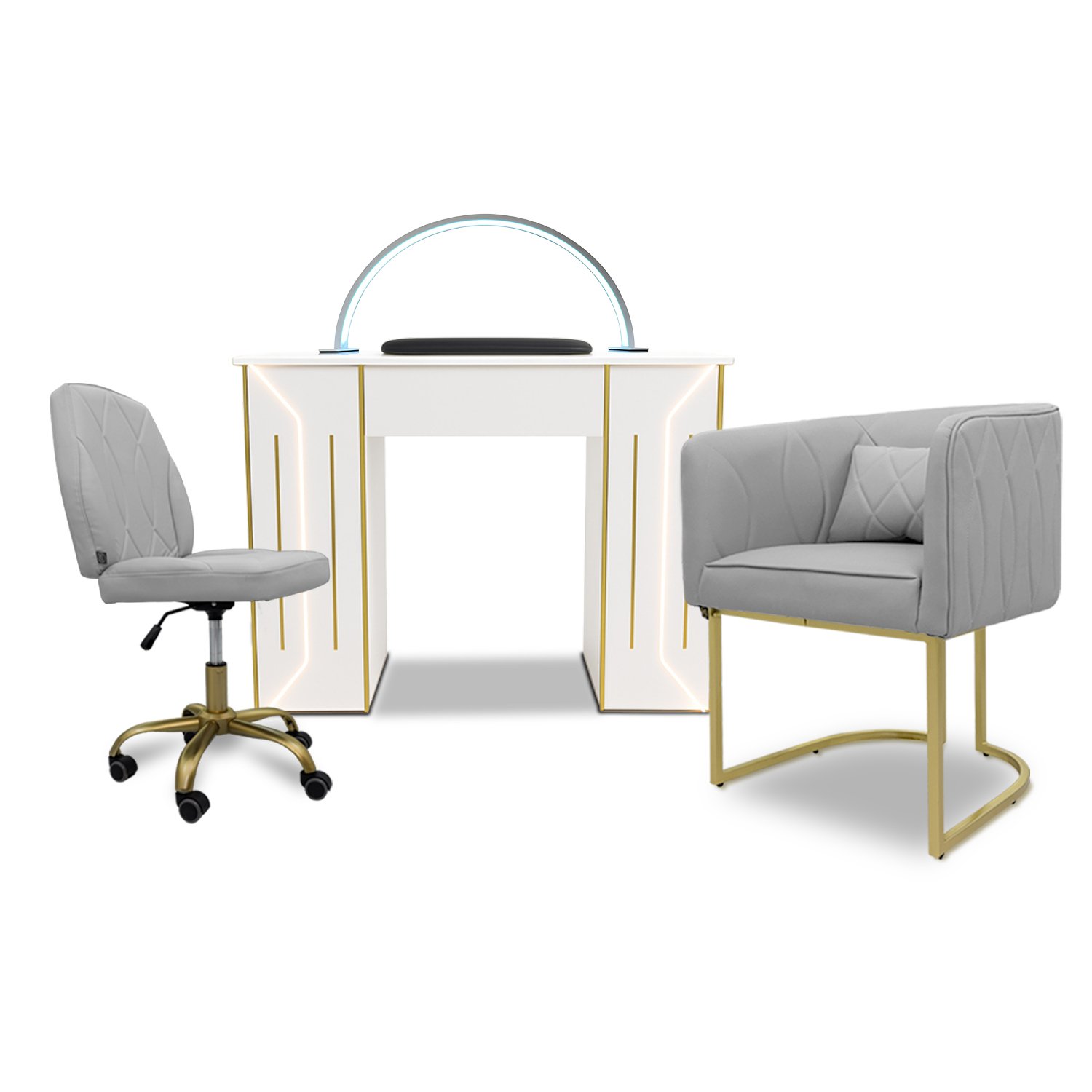 Royal Nail Table with Technician & Customer Vivian Chair Set