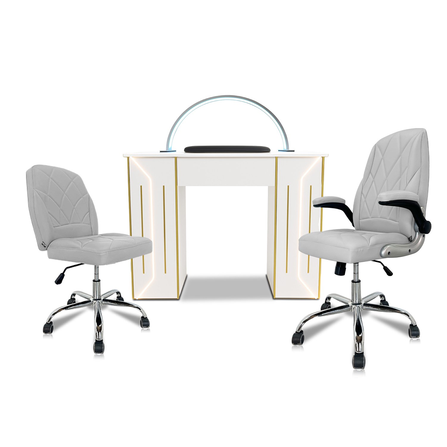 Royal Nail Table with Technician & Customer Venus Chair Set (3-Piece)