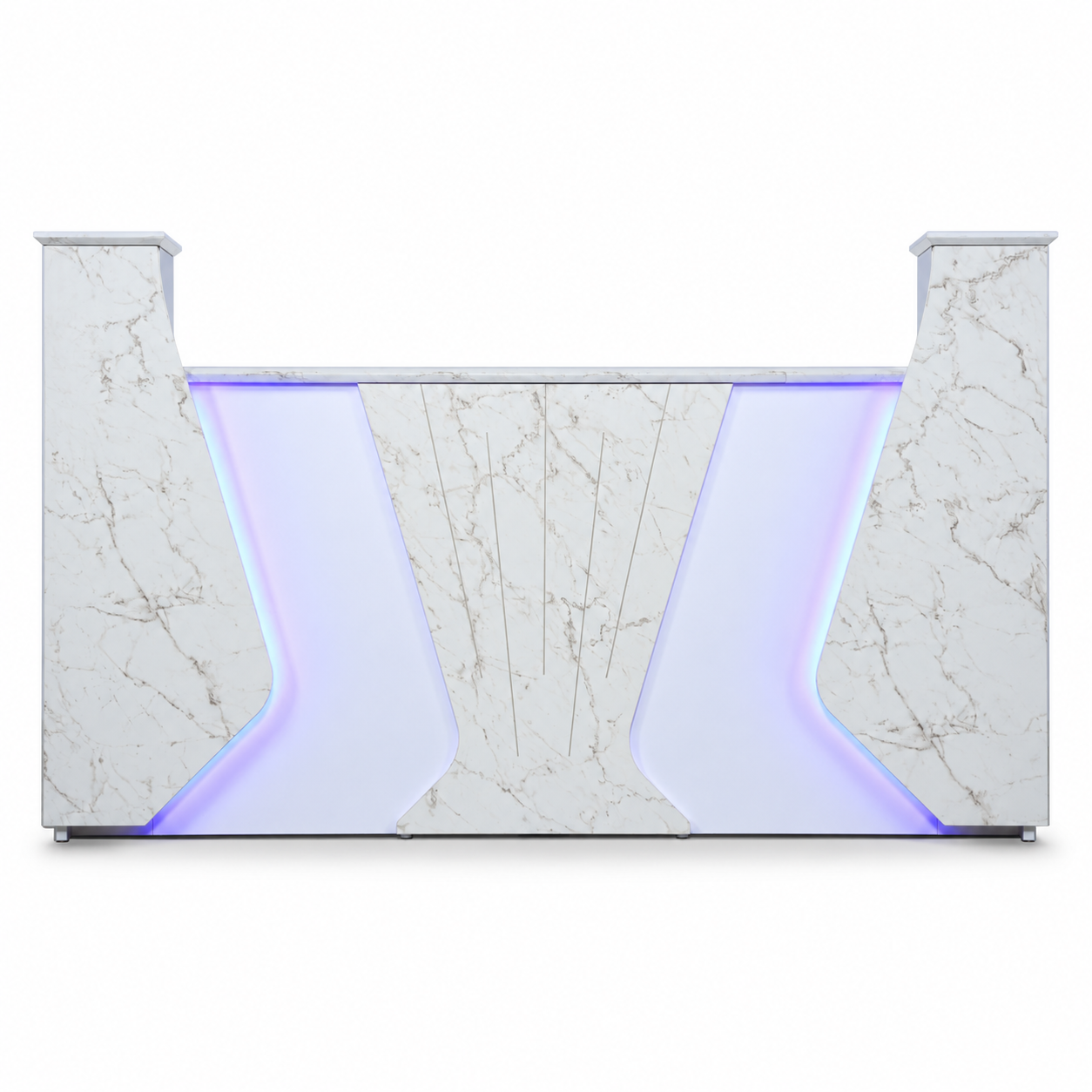 MESMER Reception Counter 75 Inch – Modern Grey & White Marble Salon Front Desk with LED